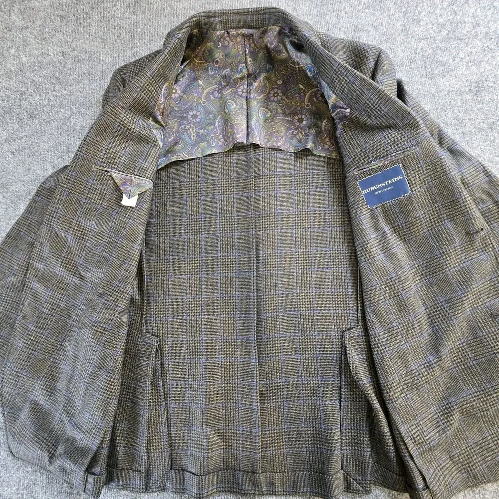 Rubensteins Blazer Mens 42LGray Plaid  Blend (New Orleans)